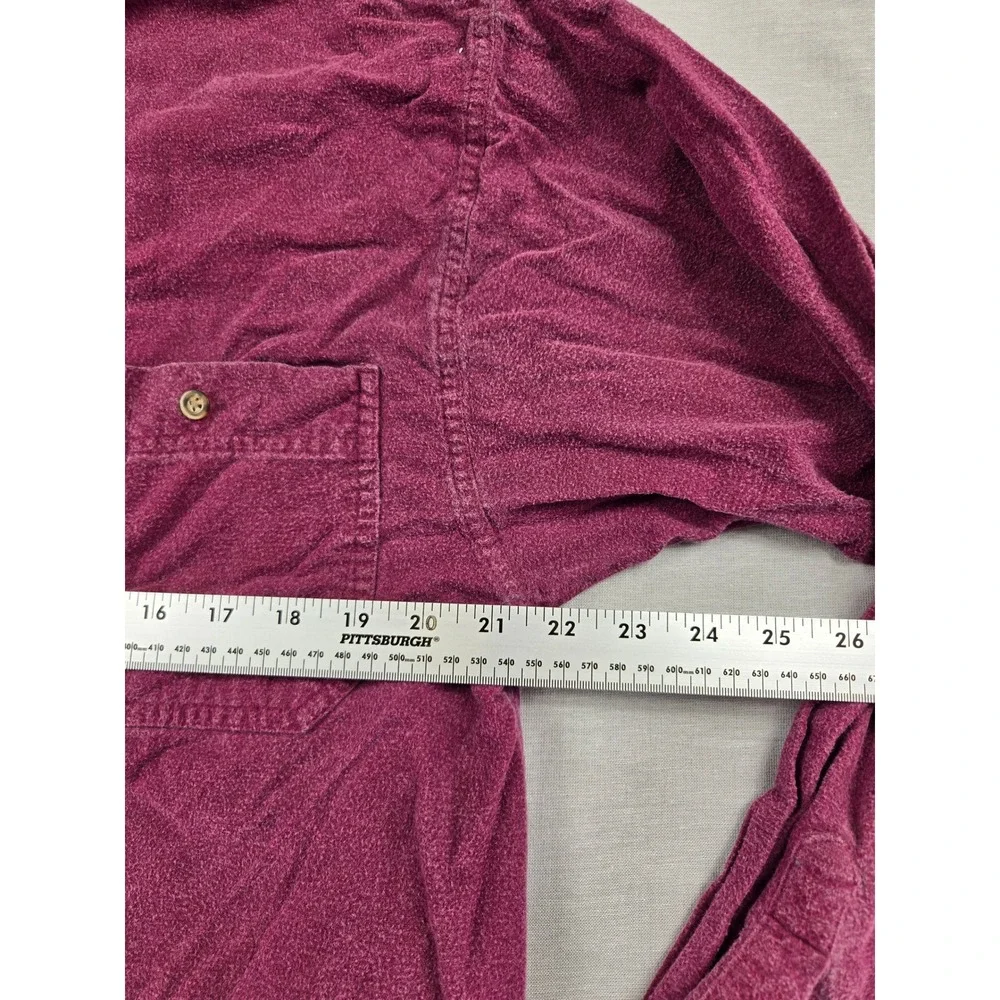 Eddie Bauer Bainbridge Flannel Shirt Mens Large Burgundy Purple Cotton Button Up